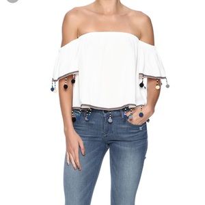 Hot & Delicious Off the Shoulder Pom Pom Top